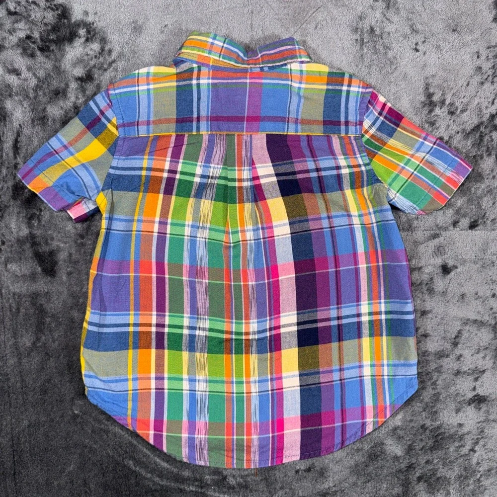 Ralph Lauren Toddler Boys Multicolor Plaid Short Sleeve Button Down Shirt 18M